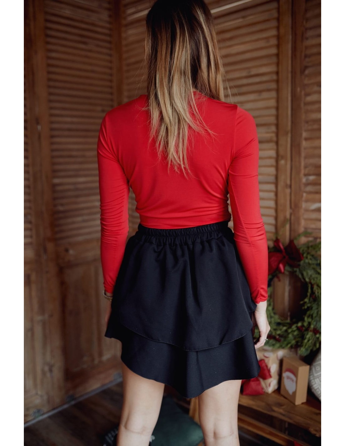 Mini skirt with ruffles, black 900160 - Online store - Boutique